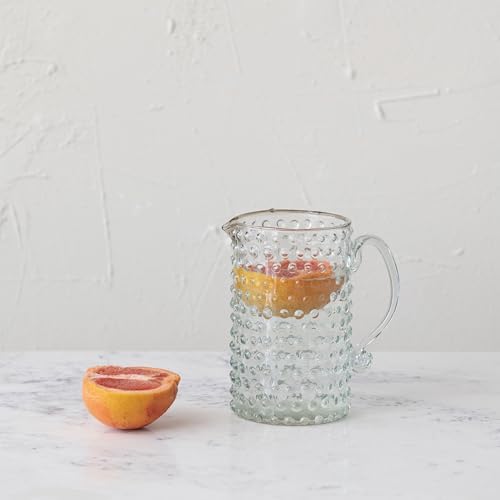 Creative Co Op Hand Blown Glass Hobnail Pitcher Clear