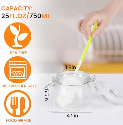 AuroTrends 25oz Glass Jars with Airtight Lids 6Pack