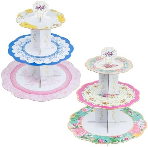Efavormart 2 Pack 14 Inch 3 Tier Floral Cupcake Stand