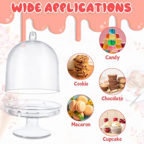 48 PCS Clear Mini Cake Stand with Dome and Lids