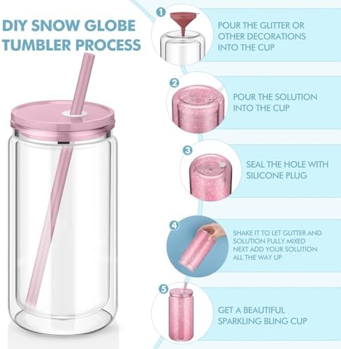 Nuenen 20 Pcs 16 Oz Plastic Snow Globe Tumbler