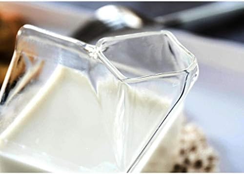 Milk Frothing Pitcher Creative Square Glass Milk Jug for Kids 350ml