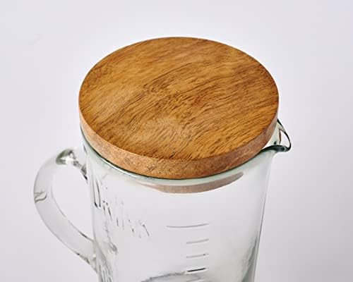 Mud Pie 79 Oz Glass Pitcher with Wood Lid