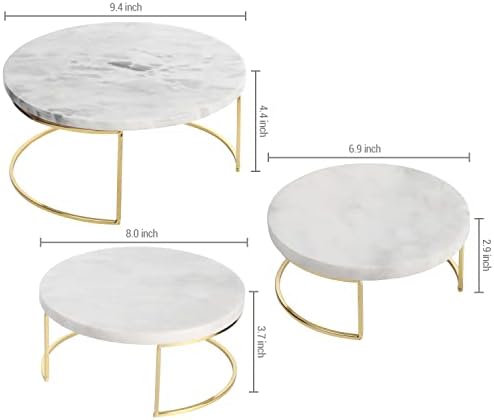 MyGift Modern White Marble Cake Stand Set of 3