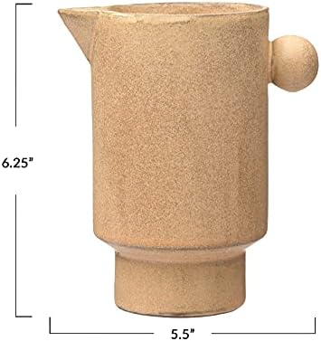 Creative Co Op Modern Small Stoneware Pitcher or Vase Putty Brown