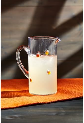 Mud Pie Glass Candy Corn Pitcher 50 oz Yellow