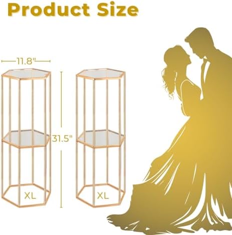 2PCS 2 Tier Hexagon Gold Cake Stand for Party