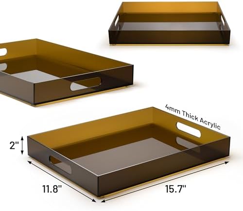 Large Acrylic Serving Tray with Handles for Bar Kitchen Party