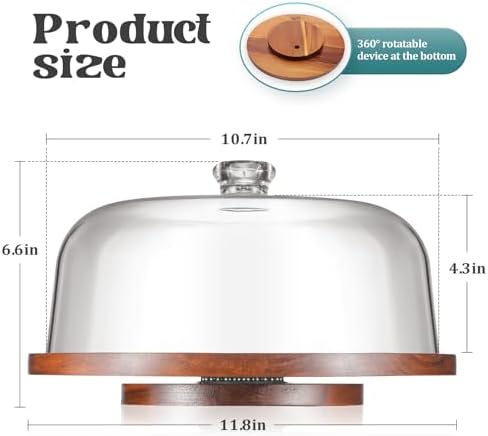 CherHome Rotatable Cake Stand with Lid 118in