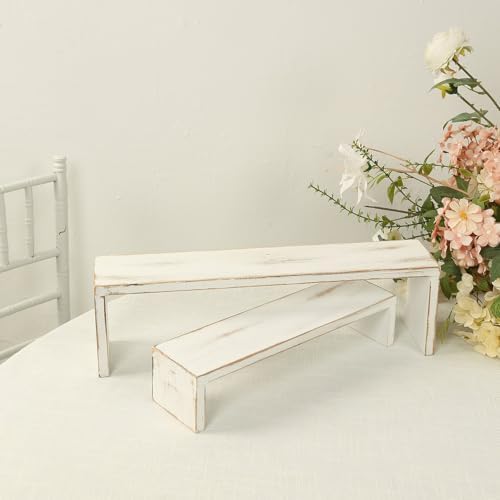 Efavormart Set of 4 Whitewash Wood Display Risers