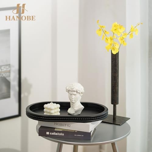 Hanobe Beaded Wooden Serving Tray Decor for Home