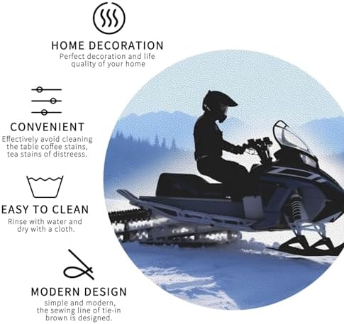 6Pcs Snowmobile Print Leather Coasters with Holder