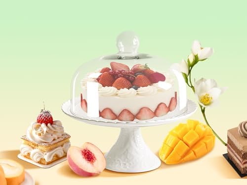 Jusalpha 12 Inches White Porcelain Cake Stand