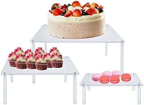 3 Pcs Square Acrylic Cake Stands Set