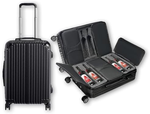 The Wine Savant 12 Bottle Wine Suitcase with 6 Expandable Travel Bags