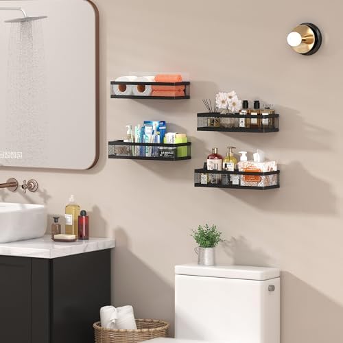 PUSDON Hanging Storage Baskets Wall Mount Organizer 2 Pack Black Netting