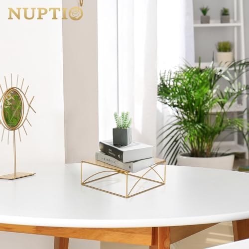 NUPTIO 10 Inch Metal Cake Stand Gold Display