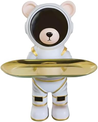 Dosker Astronaut Bear Key Holder Candy Dish White Resin Statue
