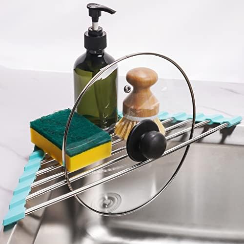 Tomorotec Green Triangle Roll-Up Dish Drying Rack for Sink