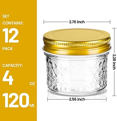 moniko 4 oz Mason Jars With Lids 12 Pack