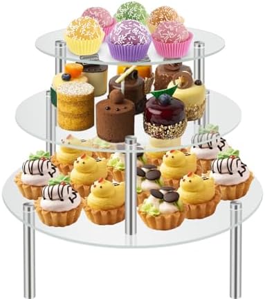 3 Pack Acrylic Cake Stand Set with Stainless Steel Legs