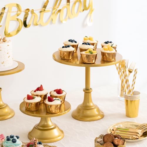 HBlife 3-Piece Gold Cake Stand Set 81012 Plates