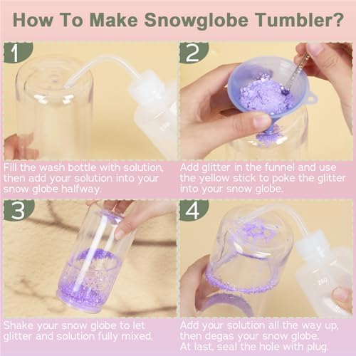 Maucircol 15 Pack Acrylic Snow Globe Tumbler Kit
