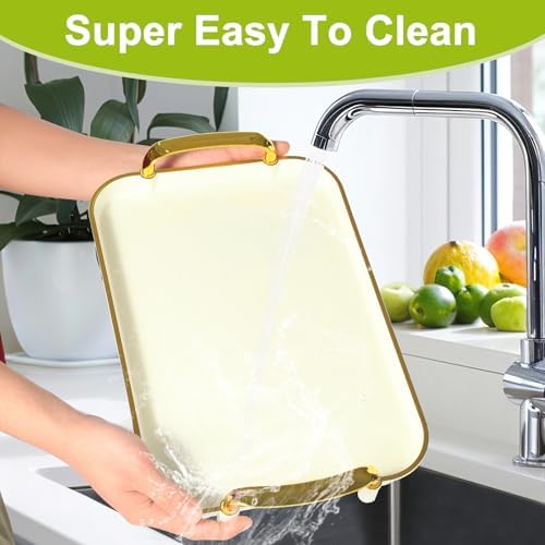 3 Pack Serving Trays with Handles Stackable Reusable Trays