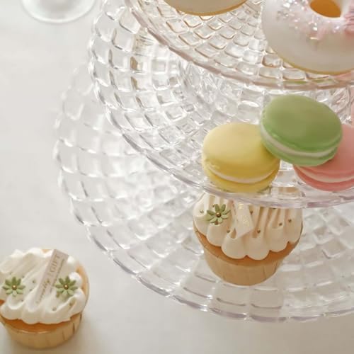 Tableclothsfactory Set of 3 Clear Pressed Plastic Cupcake Stands