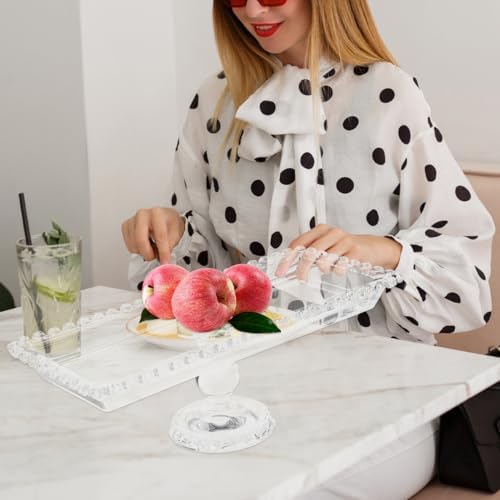 Ipetboom Wedding Dessert Serving Stand - Modern Crystal Glass Fruit Plate with Feet