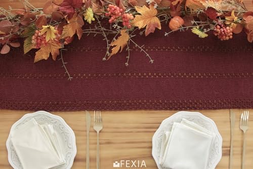 FEXIA Boho Red Table Runner 72 Inches with Tassels
