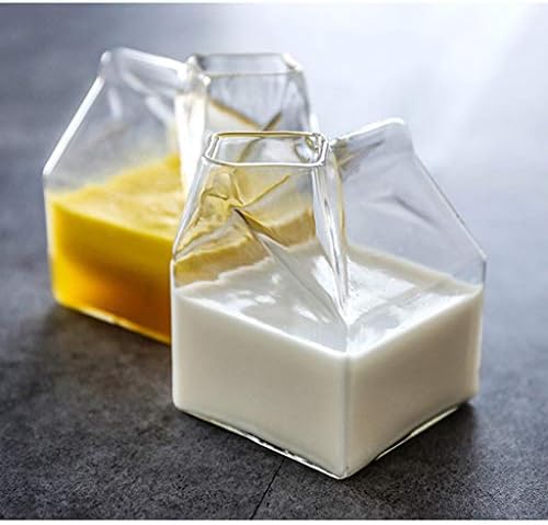 Milk Frothing Pitcher Creative Square Glass Milk Jug for Kids 350ml