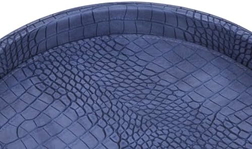 HofferRuffer Faux Leather Serving Tray 12 Round Blue