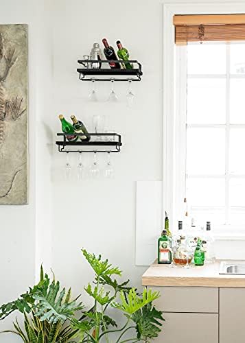 Mkono Wall Mounted Wine Rack Set of 2 Black