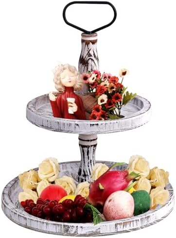 LKMANY 2 Tier Round Rustic Cupcake Stand Trays