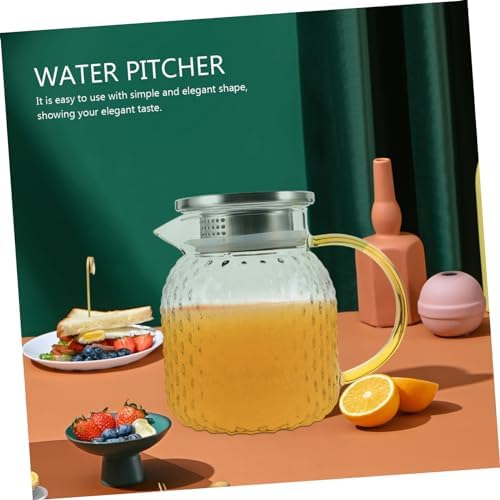 STOBAZA Large Capacity Glass Water Pitcher with Leakproof Lid and Comfortable Grip