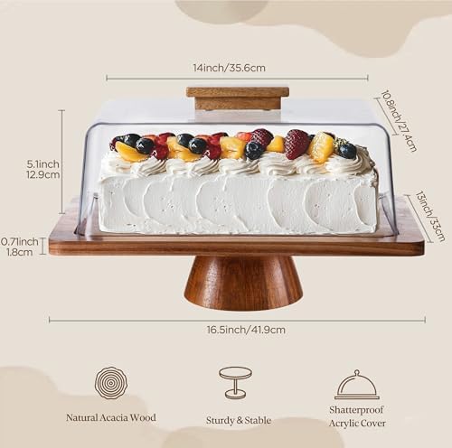HBlife Cake Stand with Lid 165 Inch