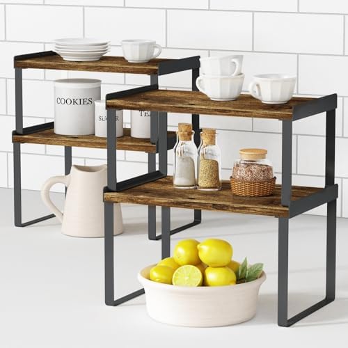 Goozii Cabinet Shelf Organizer Set of 4 Black