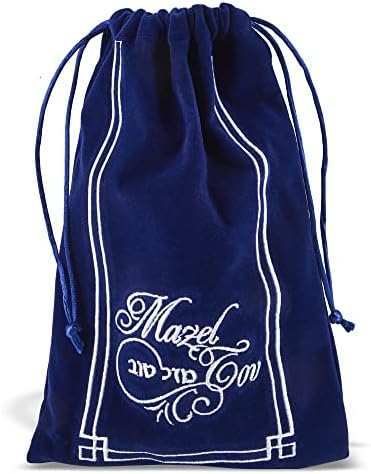 Zion Judaica Jewish Wedding Glass Breaking Kit in Navy Velvet Bag