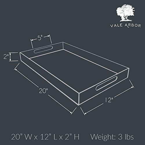 Black Acrylic Serving Tray with Handles for Vanity and Bathroom