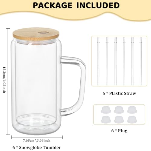 16 Oz Snow Globe Tumbler With Handle 6 Pack 1