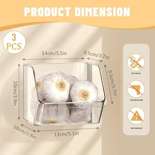 3 Pack Wall Mounted Storage Bins with Clear Design