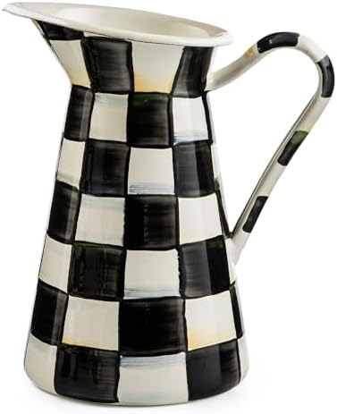 Mackenzie-Childs Enamel Pitcher with Spout Courtly Check