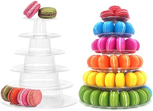 6 Tiers Adjustable Macaron Tower Stand Plastic Transparent Cake Holder Display Rack