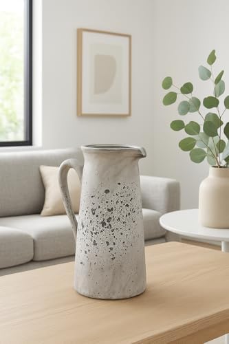 Zentique Speckled Ceramic Pitcher Large Rustic Jug with Handle and Spout