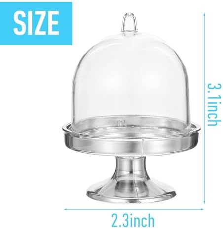 24 Pcs Mini Cupcake Stand with Clear Dome Cover - Silver