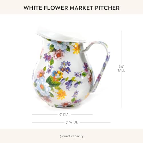 Mackenzie-Childs Enamel Pitcher with Spout 3 Quarts White Flower Market
