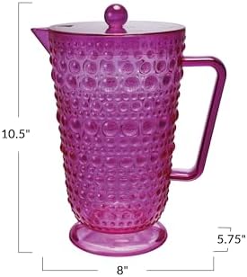 Creative Co-Op 2 Quart Acrylic Footed Pitcher with Lid and Raised Dots