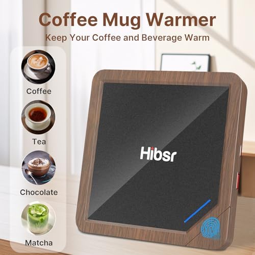 Hibsr Smart Coffee Mug Warmer with Wood Grain Design