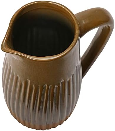 Bloomingville Matte Brown Stoneware Ribbed Pitcher